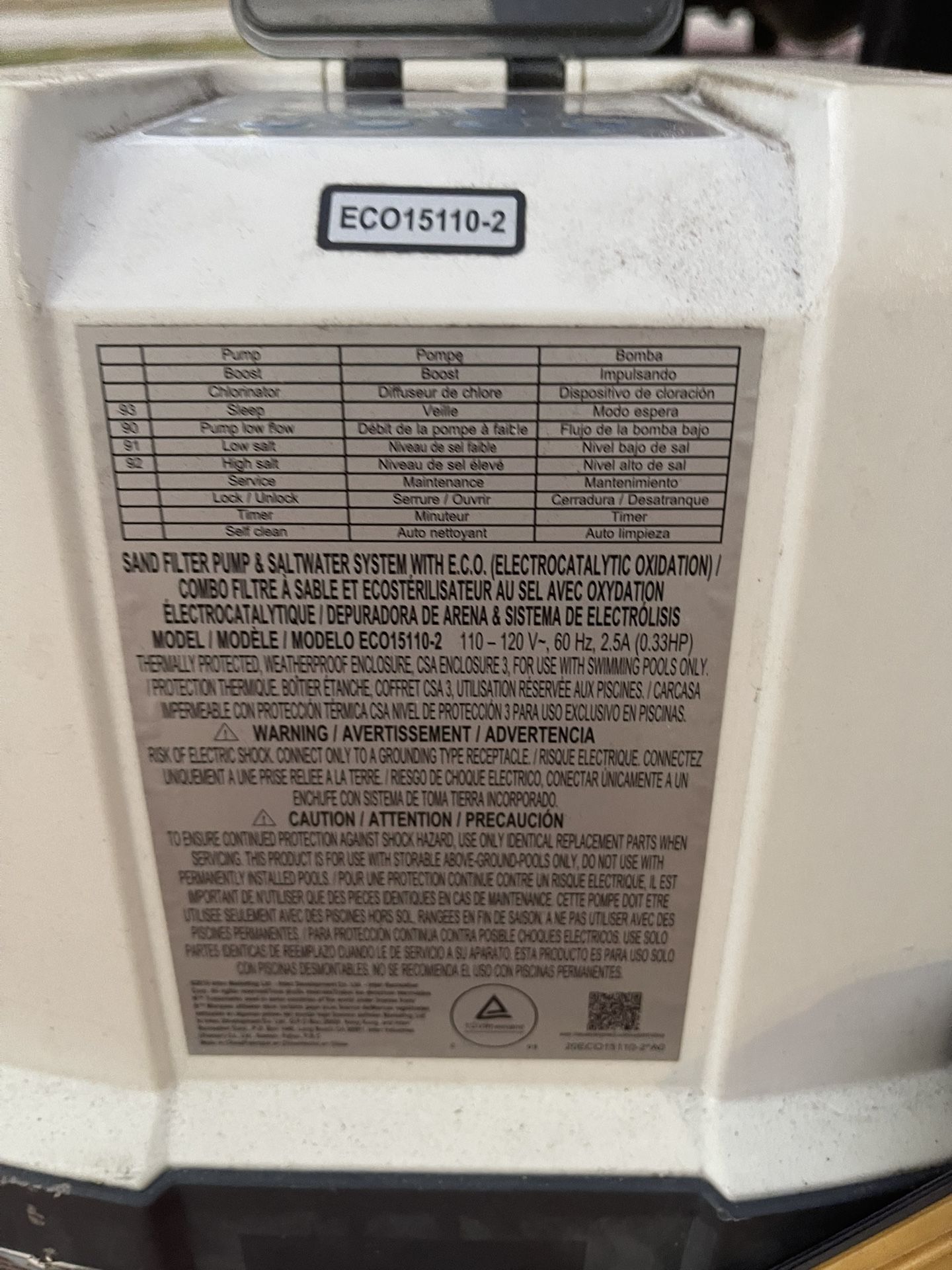 Intech Sand filter Pump And Salt Water System