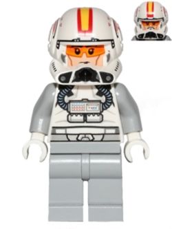 SW0608 Clone Trooper Pilot (Phase 2) - Light Bluish Gray Arms and Legs, Light Nougat Head