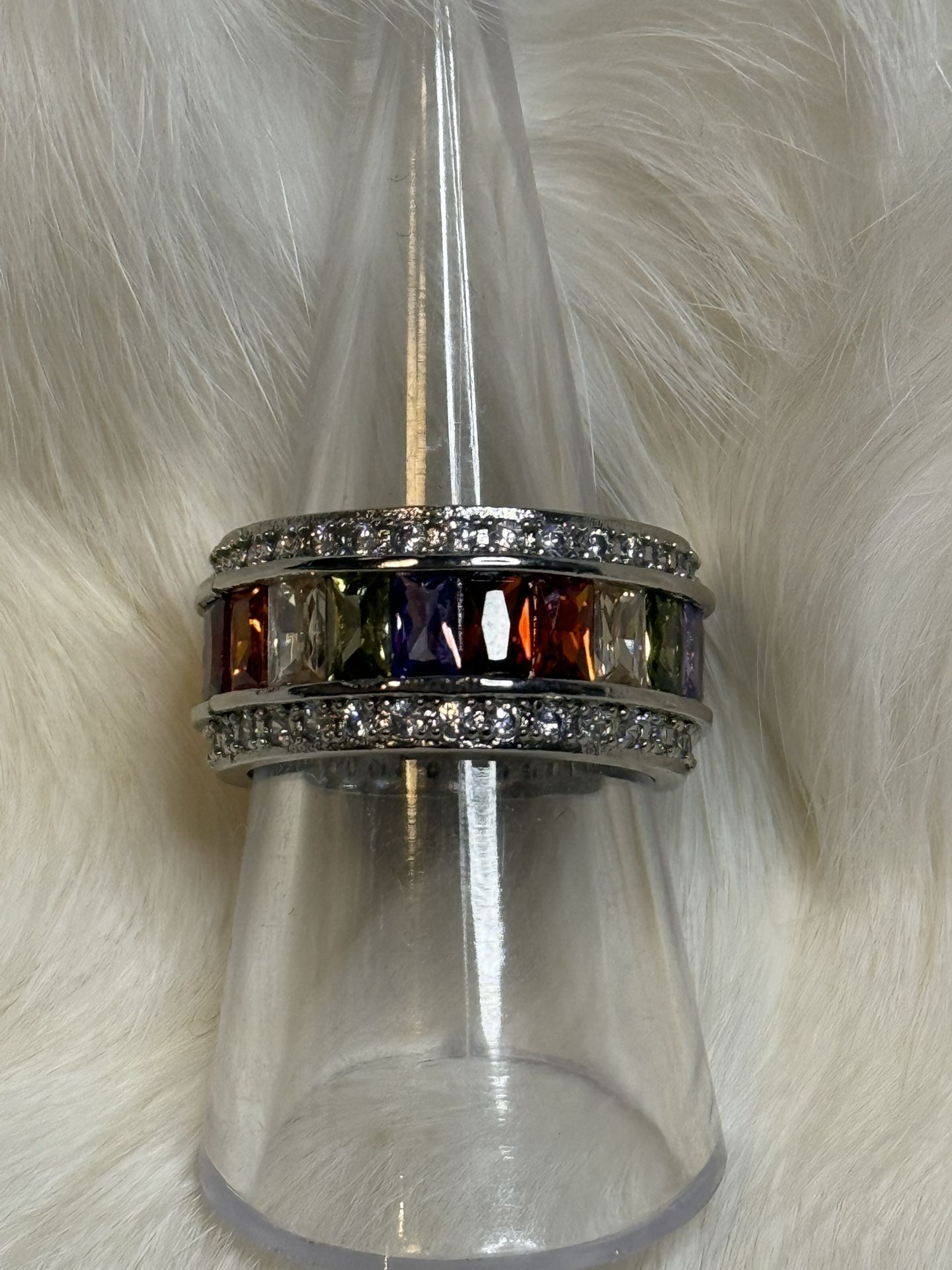 Rainbow Gemstone Eternity Ring Size 8