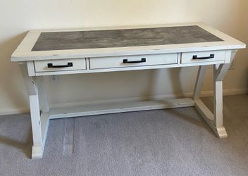 Old country white finish desk with 3 drawers
