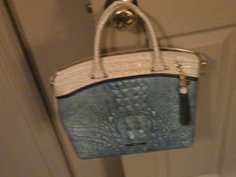 Brahmin Two-Tone Croc-Embossed Leather Priscilla Satchel