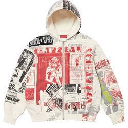 Supreme Collage Zip Up Hooded Sweater 