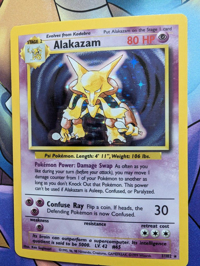 Vintage Alakazam Holographic Pokemon Card 