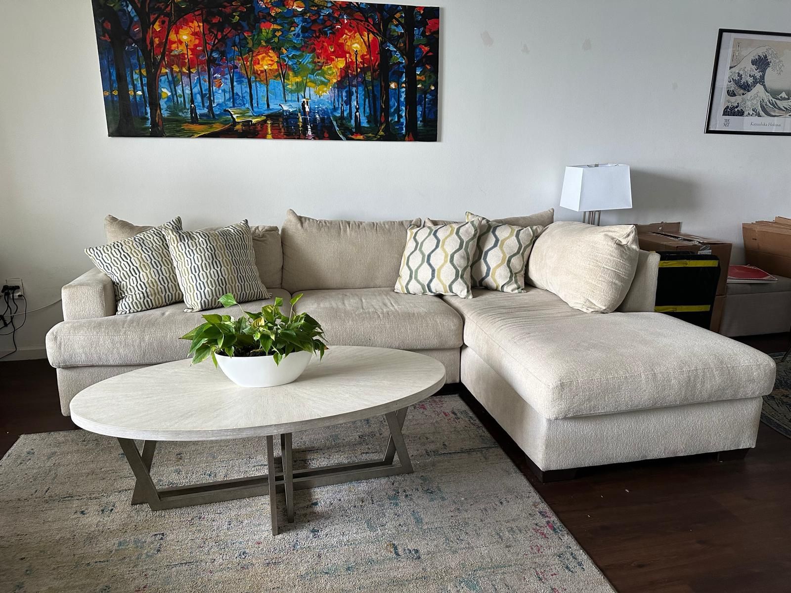 Beige Linen Cloud Couch Sectional (NEW)