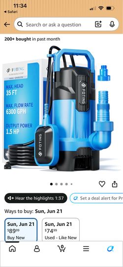 Sump pump—Foting 1.5 HP lightly used