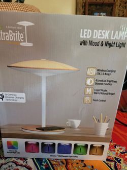 UltraBrite LED Color Changing Desk Lamp with Mood & Night Light with Phone Charger