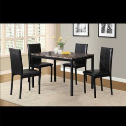 5 Piece Metal Dining Table And Chair Set