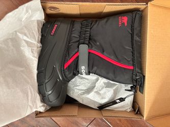 SOREL Youth Flurry Boots (Size 4, Black/Bright Red)