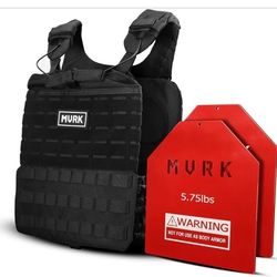 MVRK Adjustable Weighted Vest - Tactical MOLLE Fitness Training Vest with 3.75, 5.75, 8.75lbs. Plates - Adjustable & Slim Design for Running, Lifting,