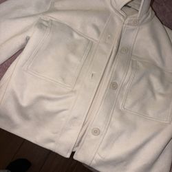 cream/ivory structured button-up jacket 