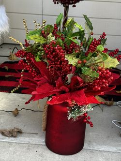 Christmas Vas With Beautiful Flowers