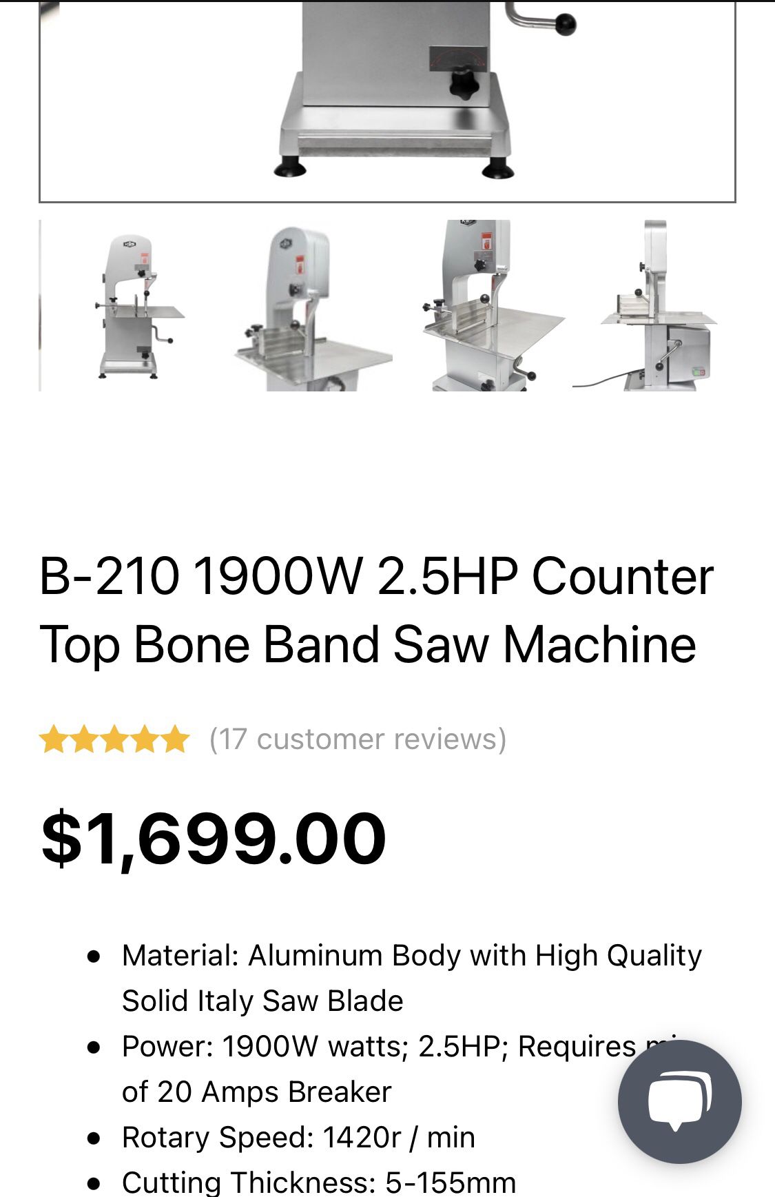 B-210 1900W 2.5HP Bone Band Saw Machine - Kitchenware Station