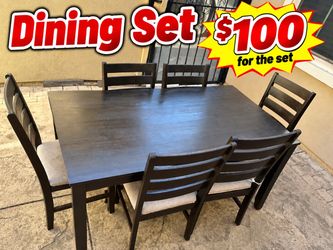 Dining Table Set with 6 Chairs – $100