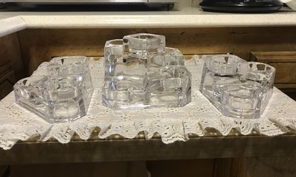 3 Piece PartyLite Crystal Castle Tea Light Holder