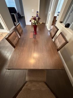 Wood dining table - 6 chairs