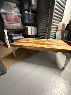 Rustic Solid Wood Coffee Table with Industrial Metal Legs