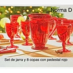 Juego De Jarra Y 8 Copas Con Pedestal Nuevas En Su Caja 🌺 Princess House 🌺