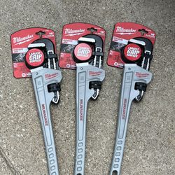 Milwaukee 18 in. Aluminum Pipe Wrench $125 X3 New Nuevas 