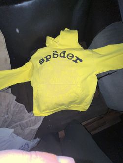 YSp5der Yellow Web Hoodie Size S