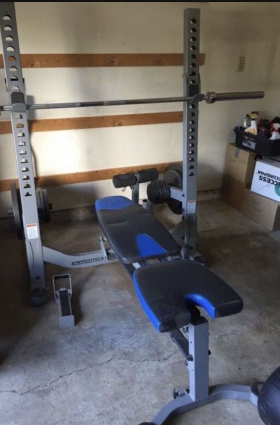 Workout Bench and squat Rack With Leg And Curl Attachments