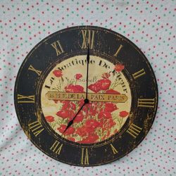 24" French Wood Clock- La Boutiques de Fleur, Ex Large, Home Decor, Great Gift- Vintage - Rare, Fabulous