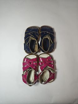 Saltwater Sandals Size 3 Blue and Pink Adjustable Straps Selling Together 
