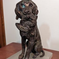 Bronze Hunting Dog On Marble