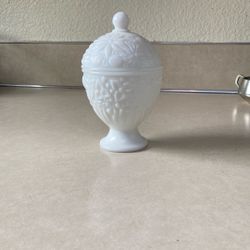 Floral milk, glass candy jar