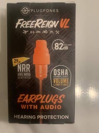 New Plugfones Freereign VL Earplugs With Audio, OSHA, Hearing Protection