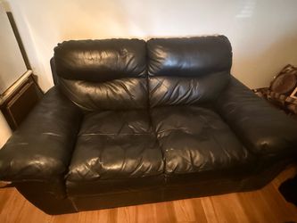 Black Leather Loveseat Sofa