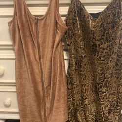 (2) Night Our Short Dress Brown / Black Size L/xl