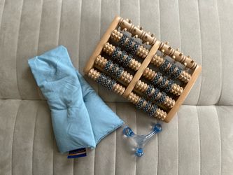 Wooden Foot Massage Roller, The Cozy Buddy Hot/Cold Pack, and Handheld Massager Bundle
