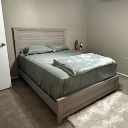 Queen bed with mattress and support