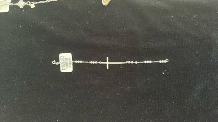 925 Silver Sideways Cross Bracelet