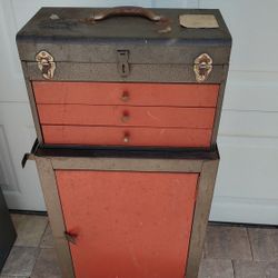 Vintage Toolbox, Tools & Cabinet 