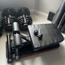 Adjustable Bowflex Dumbbells 1090 with Foldable Bench