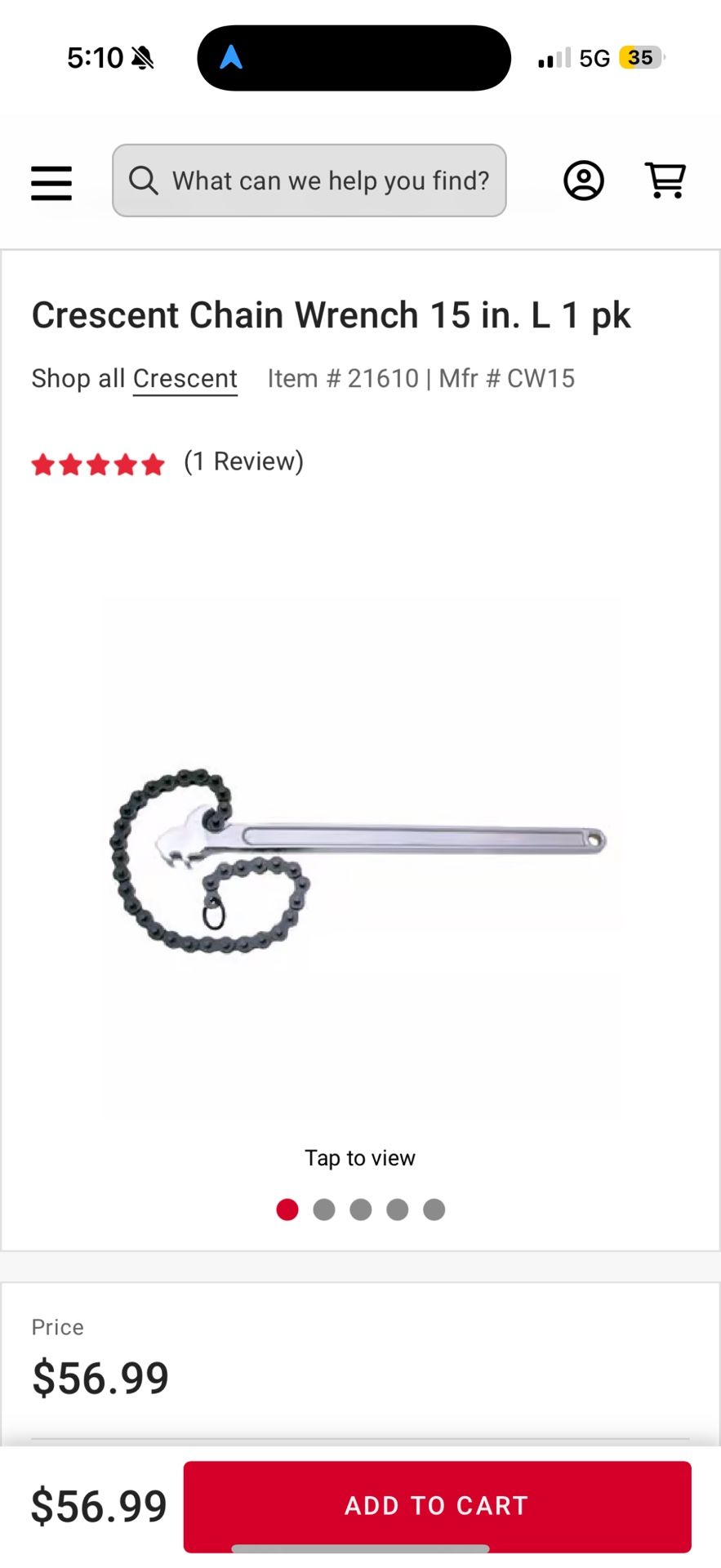 Crescent Chain Wrench 15 in