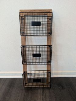 3-Tier Wood and Wire Wall Organizer