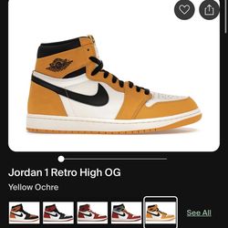 Size 10 Jordan 1 High Retro OG Yellow Ochre Black
