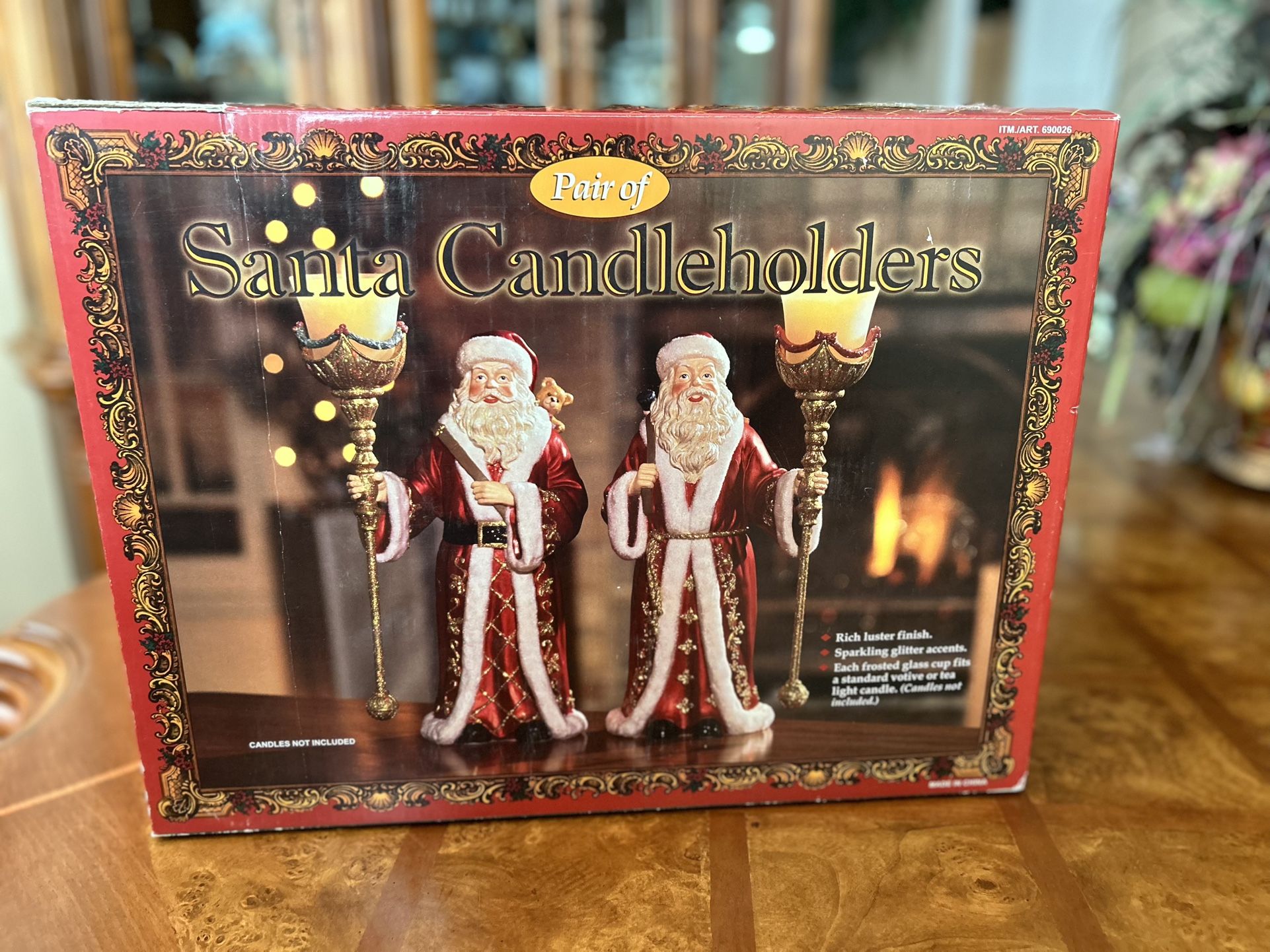 Vintage Christmas Santa Candle holders 12.25 Inch High
