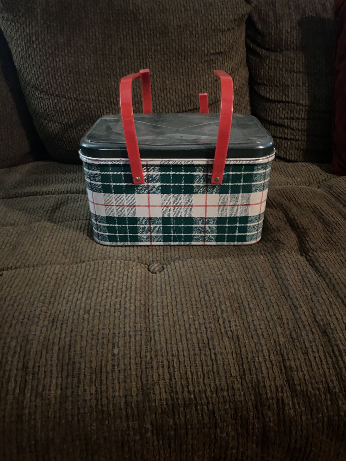 Vintage metal picnic basket