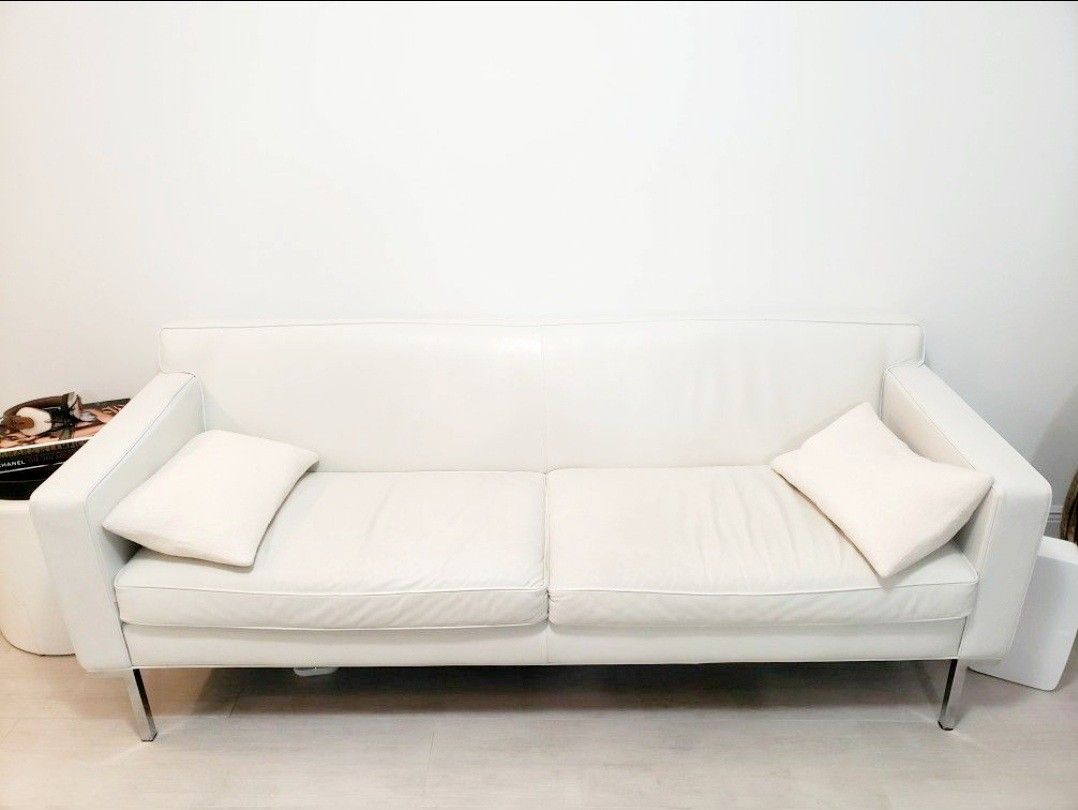 Design Within Reach (DWR) "Theater "White Leather Sofa