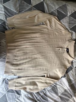 Stussy Beige long sleeve polo Size Large sz L