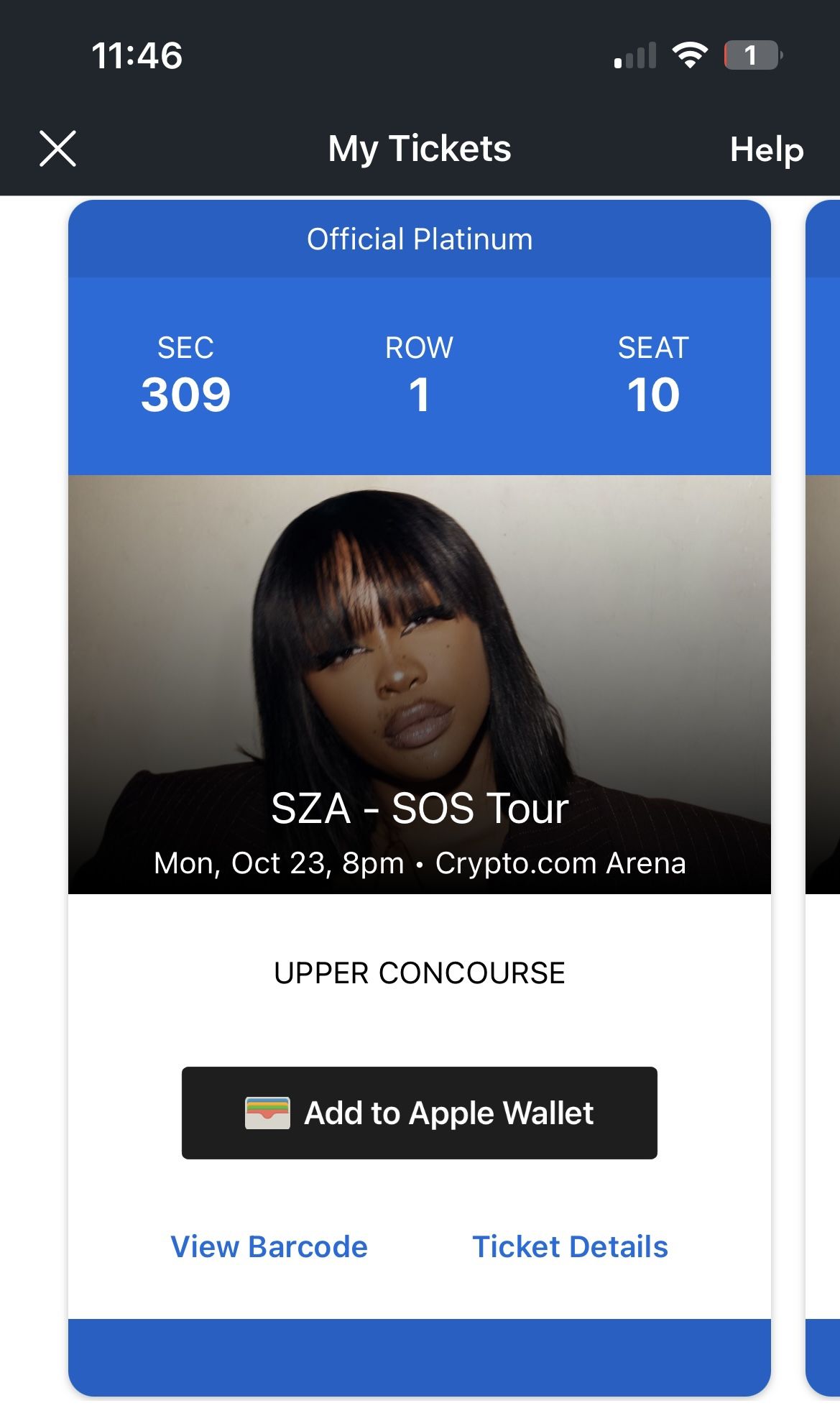 SZA Concert Tickets LA Show 10/23