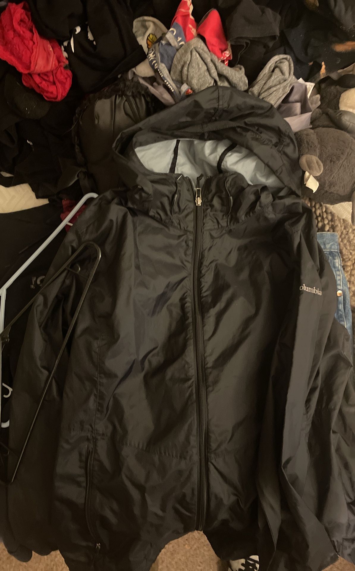Columbia Black Hooded Shell Rain Jacket XL