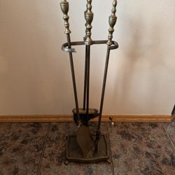 Vintage Brass Fireplace 3-piece Set