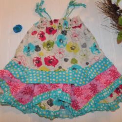 Jelly The Pug Girls Size 5/5T Glitter Collection Ruffle Handkerchief Dress & Hair Clip