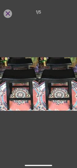 4 Black Saddle Bar Stools Solid Wood, 24"H 