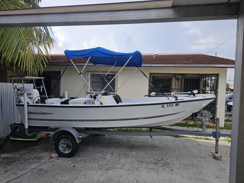 Bote De 17 Pies Con Moyor Jonson 2004 70 Hp Four Stroke Todo Listo Para El Agua