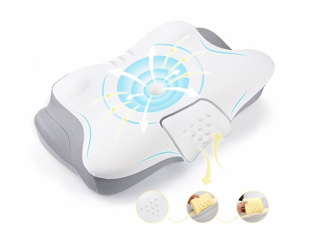 Cervical Neck Pillow for Neck and Shoulder Pain Relief with Silk Pillow